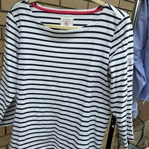 Joules Harbour 3/4 Sleeve - Size 10  - Black and White Stripe